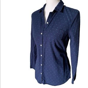 $3 Navy & Green Polka Dot Button Down Top